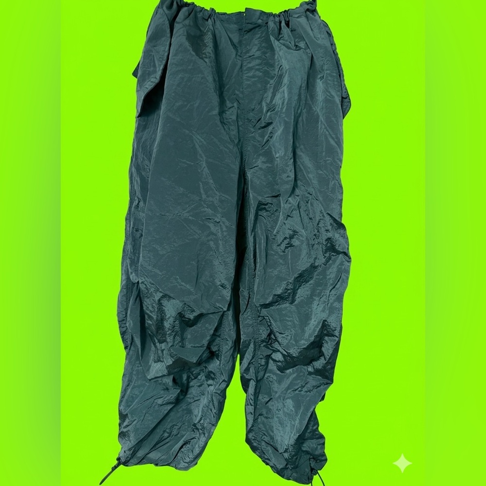 Almost Famous Dark Teal Cargo-Style Parachute Pants!